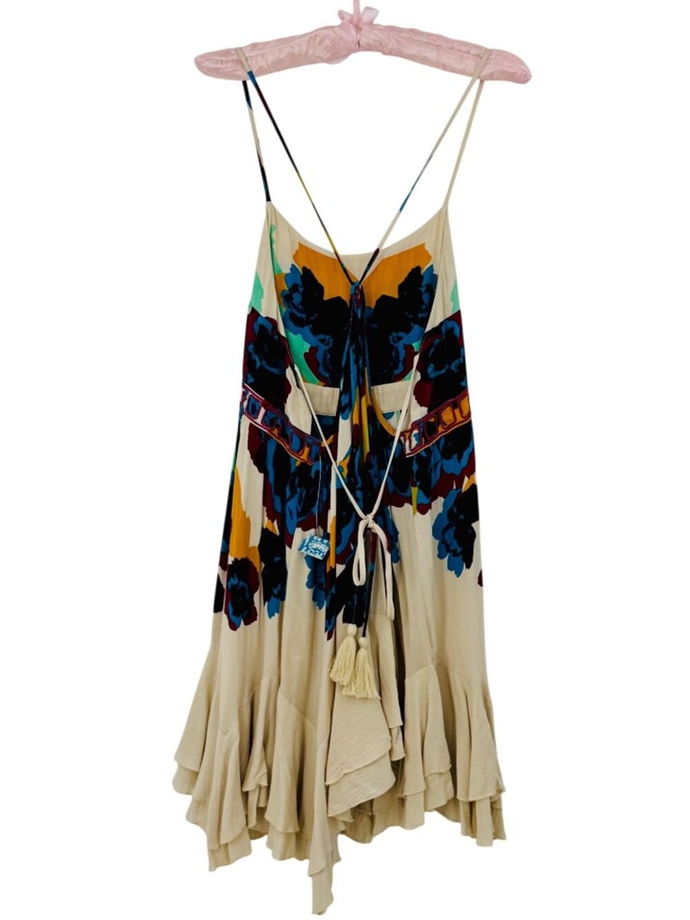 NWT Free People Floral Print Ruffle Mini Slip Dress | Grunge Fairycore Boho Twee - Picture 16 of 16